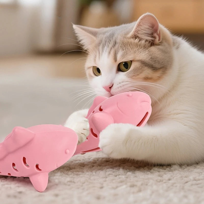 Jouet pour chat en silicone en forme de poisson