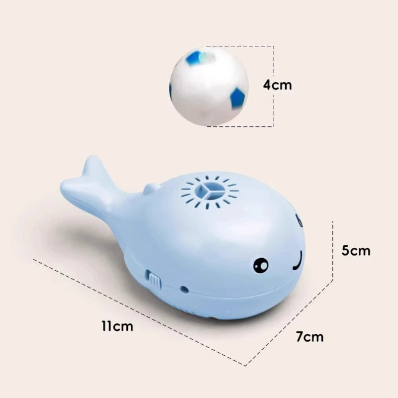Whale-shaped cat toy USB portable fan with dual function