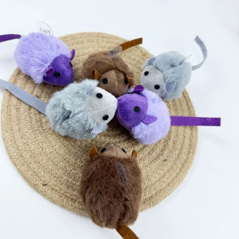 Cat Chew Plush Mouse Toy Interactive Squeaky Imitation Mouse Bite Resistant Kitten Toy Teeth Cleaning Cat Toy Accessories