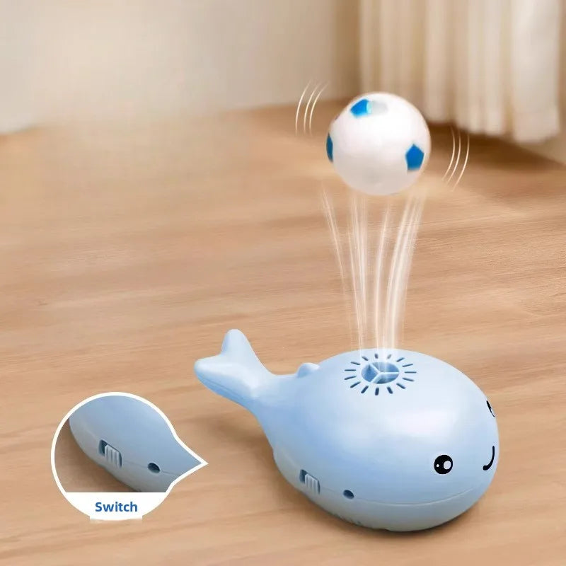 Whale-shaped cat toy USB portable fan with dual function