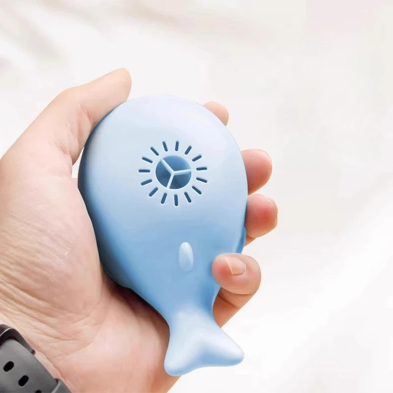 Whale-shaped cat toy USB portable fan with dual function