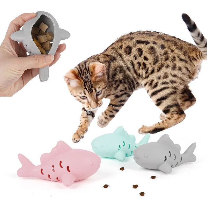 Jouet pour chat en silicone en forme de poisson