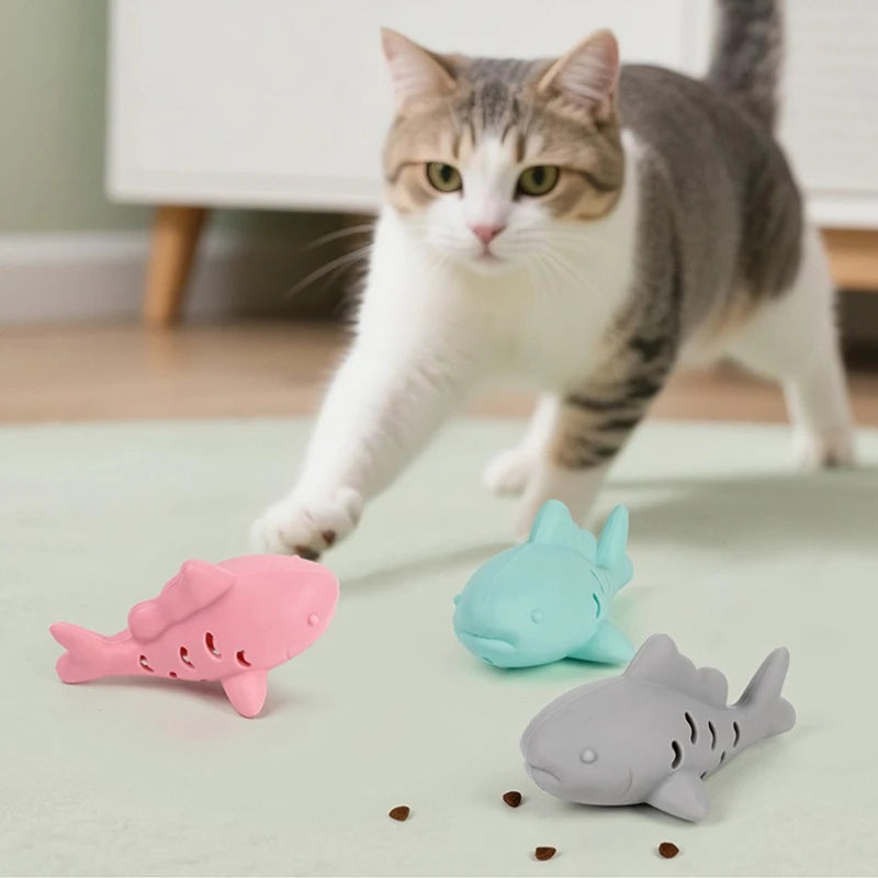 Jouet pour chat en silicone en forme de poisson