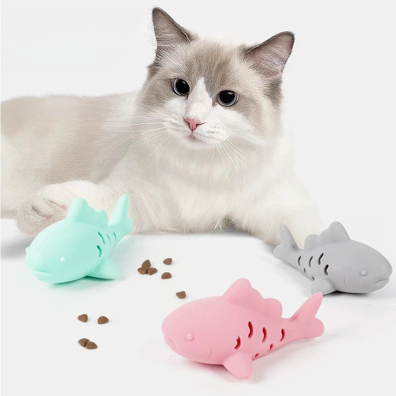 Jouet pour chat en silicone en forme de poisson