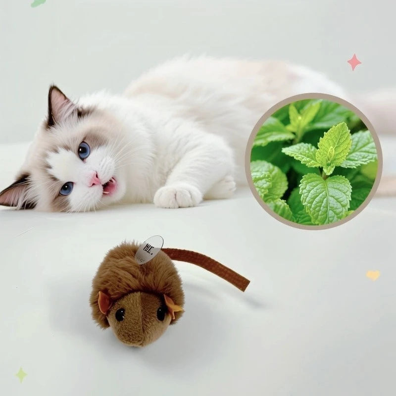 Cat Chew Plush Mouse Toy Interactive Squeaky Imitation Mouse Bite Resistant Kitten Toy Teeth Cleaning Cat Toy Accessories