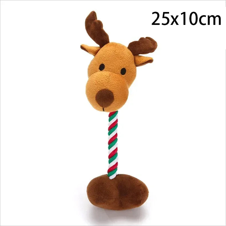 Dog Chewing Toy Xmas Pet Plush Noise Santa Elk Gingerbread Man Donut Cat Dog Christmas Series Cartoon Dog Toy Plush Squeak Toys