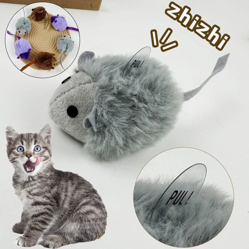 Cat Chew Plush Mouse Toy Interactive Squeaky Imitation Mouse Bite Resistant Kitten Toy Teeth Cleaning Cat Toy Accessories