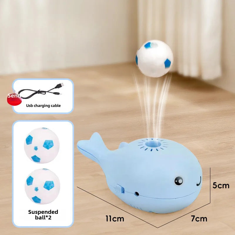 Whale-shaped cat toy USB portable fan with dual function